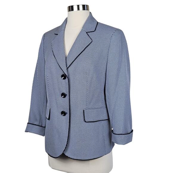 New Kasper Blue Pindot Jacquard Blazer Jacket $139 Size 6 - Picture 6 of 11